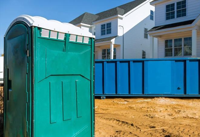 necessary work site infrastructure multiple porta potties for workers